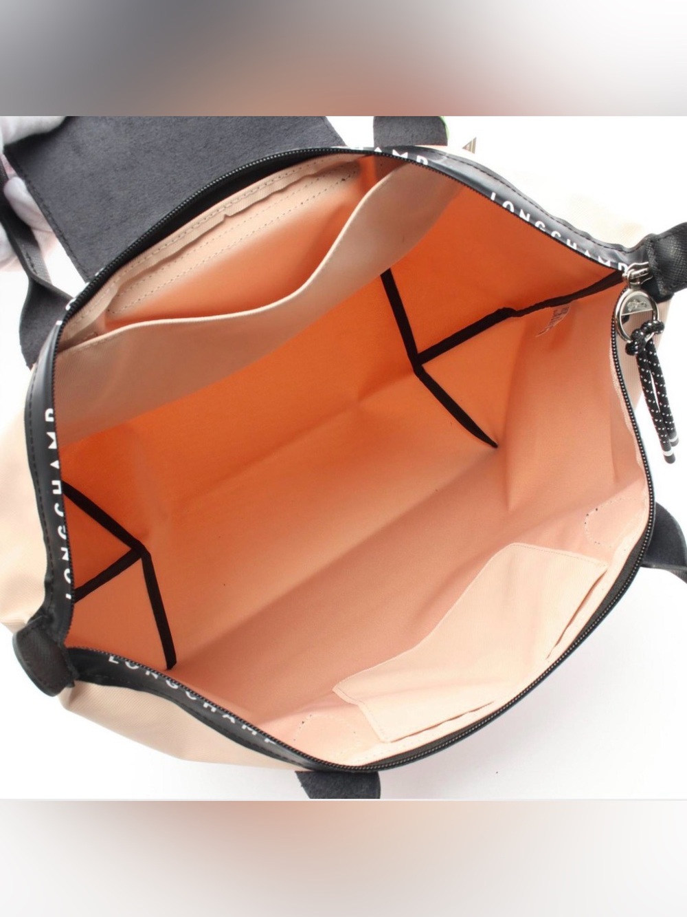 Longchamp Le Pliage Large Tote Bag - Blush Pink / Tan with Black Trim - Picture 3 of 3
